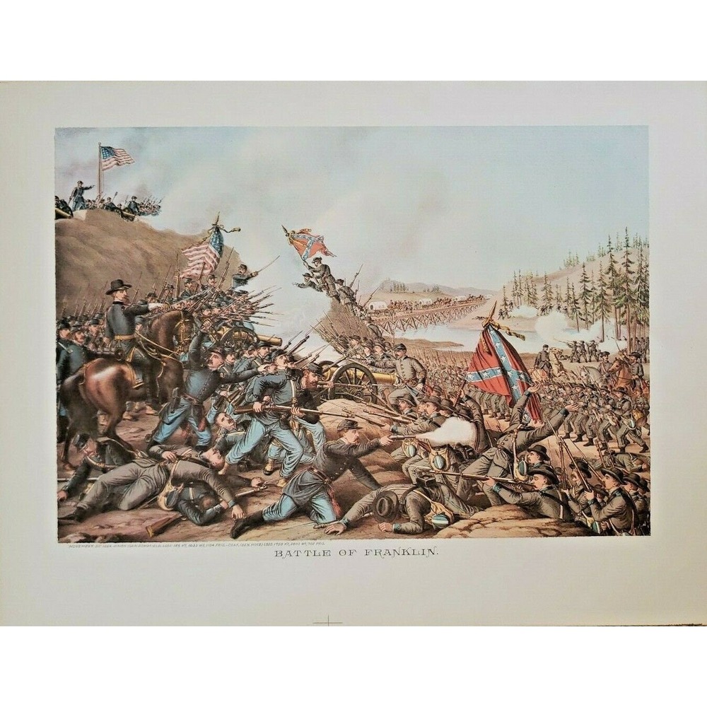 Vintage 1960 "Battle of Franklin" Kurtz & Allison Civil War Print NOS 80 WS8H